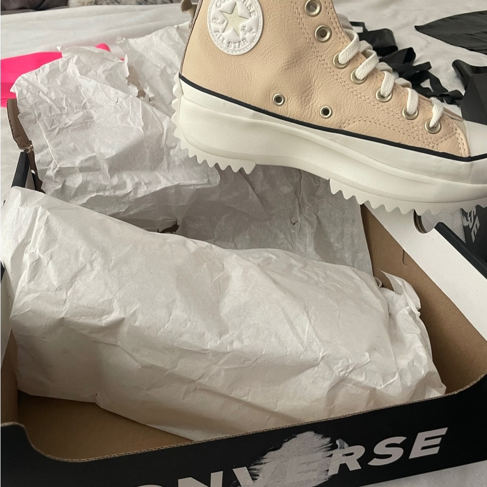 Converse platform boots size 8.5 light twine/natural ivory/egret